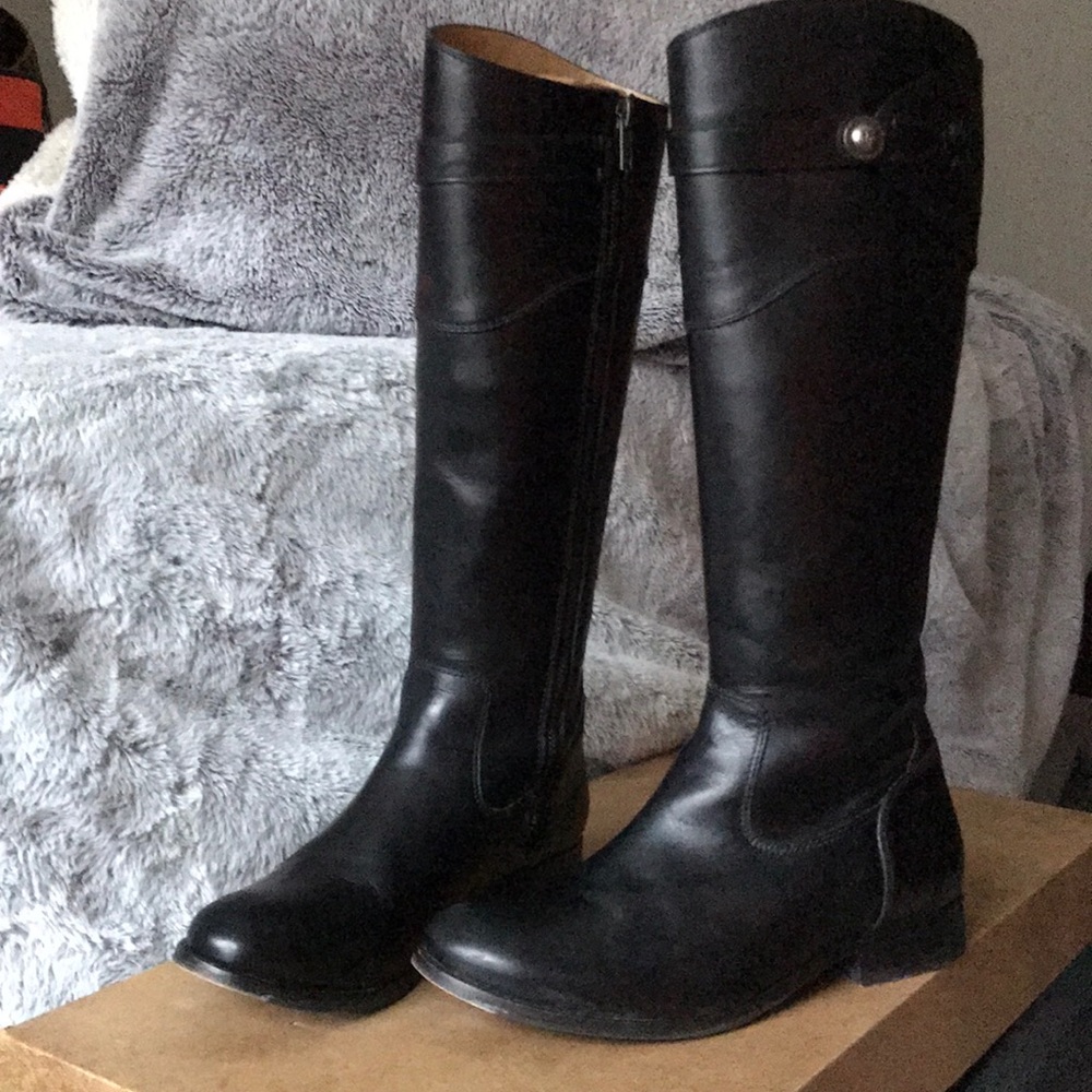 Frye Molly Button Tall Black Vintage Leather Boot